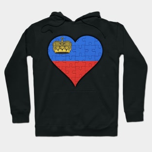 Liechtensteiner Jigsaw Puzzle Heart Design - Gift for Liechtensteiner With Liechtenstein Roots Hoodie